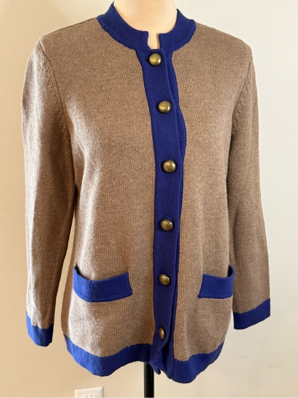 APPLESEED’Swool blend brown blue sweater vintage chic SZ PM
